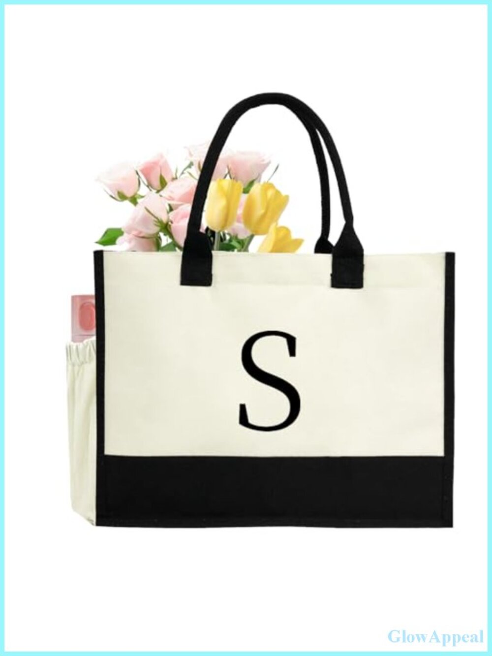 Personalized Canvas Tote Bag for Women | Custom Initial Beach Bag, Gift